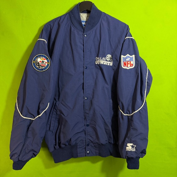 STARTER Other - 90s Vintage Dallas Cowboys Starter Jacket Navy Blue NFL Bomber Snap Front XL